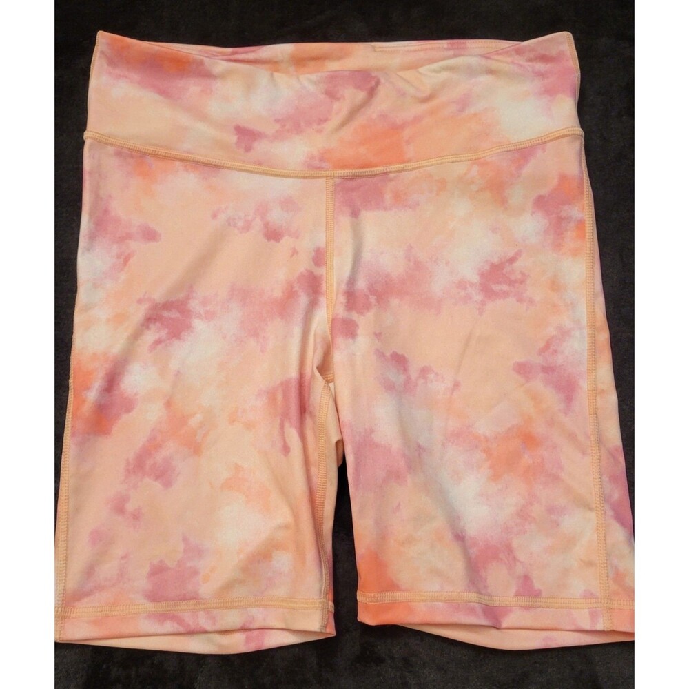 Woman's GAP FIT High Rise Bike Shorts Pink Orange Polyester Blend Size Medium